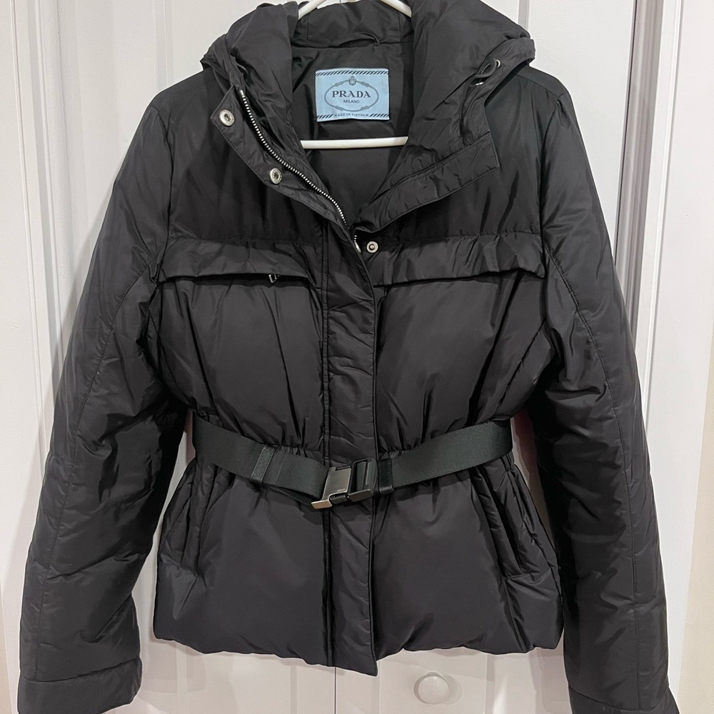 Prada Women's Belted Black Puffer Coat